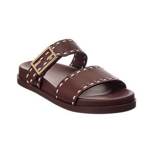 Fendi Logo Leather Sandal, Pink